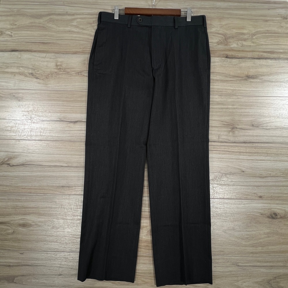 Brooks Brothers 1818 Madison Mens Charcoal Gray 100% Wool Dress Pants 34x30